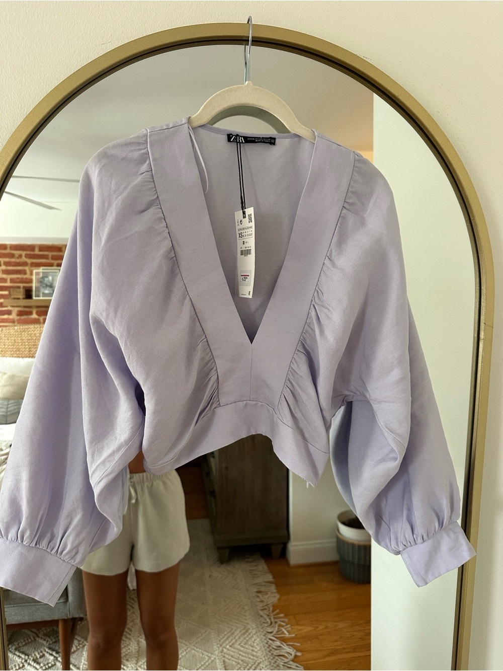 Zara lilac purple linen blend top size XS blouse